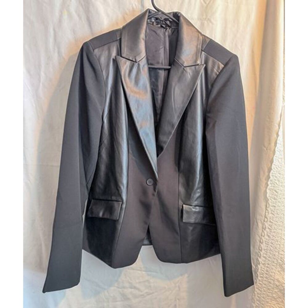 Venus Faux-Leather and Fabric Women's Blazer - Medium- NWOT